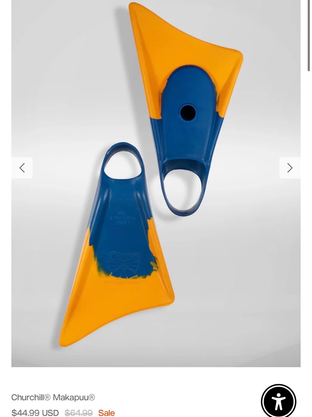 Churchill Makapuu Swim Fins in Yellow & Blue